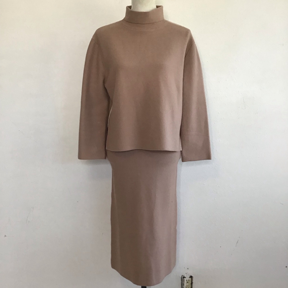 BURU Sweaters - BURU Women Brown Turtleneck Stylish Sweater & Skirt Set XS with White Trim